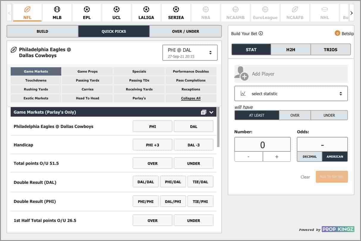 MyBookie Prop builder